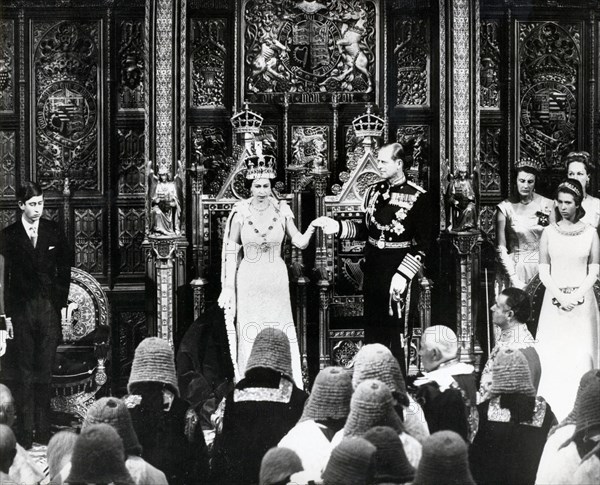 Queen Elizabeth II and Prince Philip open a parliament session