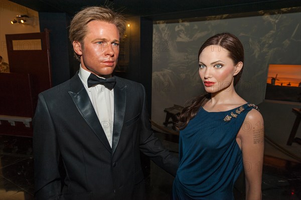 Madrid,Spain-March 2016: Brad Pitt and Angelina Jolie figures in wax museum