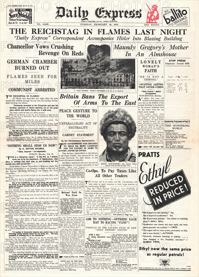 1933 Daily Express Reichstag fire