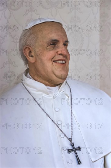Poland, Cracow: Wax statue of Pope Francis at the Krakow Wax Museum.