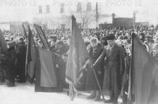 At a mourning rally about the death of Stalin in 1953.
