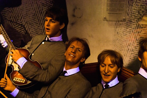 NEW YORK, USA - SEP 22, 2015: Beatles in the Madame Tussaud  wax museum, TImes Square, New York City. Marie Tussaud was born as Marie Grosholtz in 176