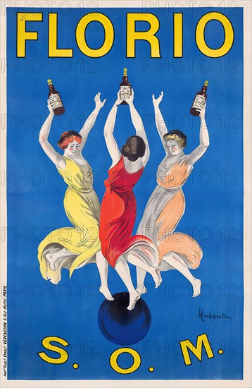Leonetto Cappiello (Italian, 1875-1942) artwork. Art Nouveau. Vintage advertisement poster. FLORIO. S.O.M. 1911.
