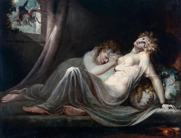 Henry Fuseli painting, The Incubus Leaving Two Young Women, oil on canvas, 1793
