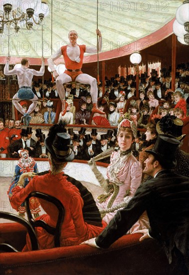 James Tissot. Painting entitled "Women of Paris: The Circus Lover" by the French artist, Jacques Joseph Tissot (1836 -1902), oil on canvas, 1885