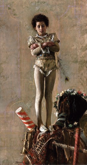 Il Saltimbanco by the Italian painter, Antonio Mancini (1852-1930), oil on canvas, 1889