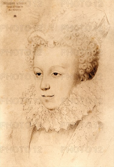 Margaret of Valois, 1553 -1615. Queen consort of Navarre and France by marriage to Henry III of Navarre (later Henry IV of France). Seen here aged 20.