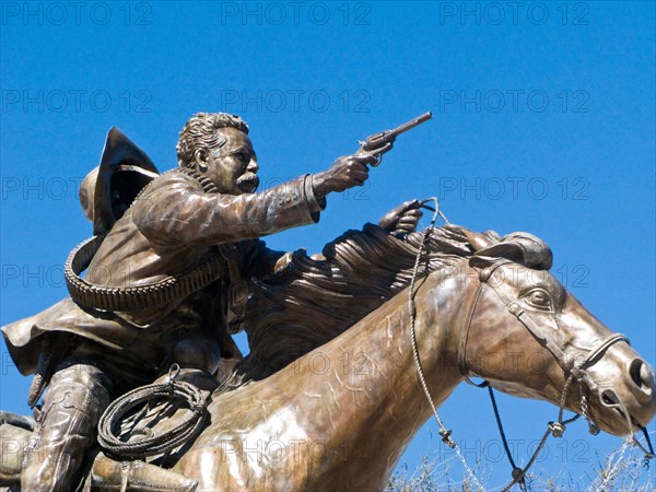 Statue of Mexican General Francisco Pancho Villa on horse in Palomas Mexico