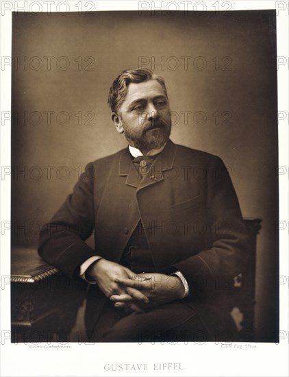 Gustave Eiffel (1832-1923), French engineer.(1880). His most historic and best-known work is the Eiffel Tower built for the Paris Exposition of 1889 and remained the tallest building in the world until 1930. Photograph by Eugene Pirou. (Paris 1880).