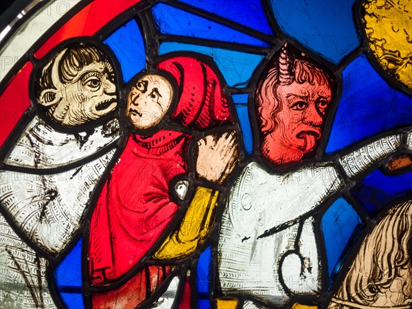 Detail from the Devil and the woman. Medieval Stained Glass Collection at Cluny. from the museum's collection