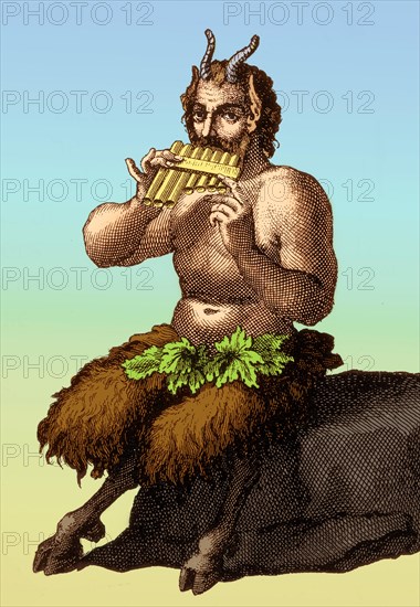 In Greek religion and mythology, Pan is the god of the wild, shepherds and flocks, nature of mountain wilds, hunting and rustic music, and companion of the nymphs. He has the hindquarters, legs, and horns of a goat, in the same manner as a faun or satyr.