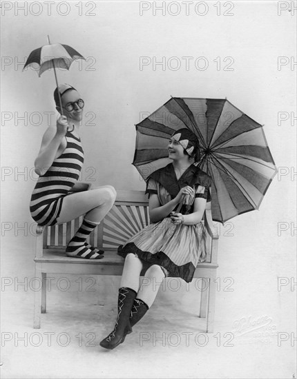 Jean & Jacques' c.1916  "By the Sea" Vaudeville act, done in period bathing attire. Their act finished with a number of excellent contortion acts, by both of them. Overall, Jean & Jacques were truly popular worldwide for many years.    To see my other vintage images, Search:  Prestor  vintage