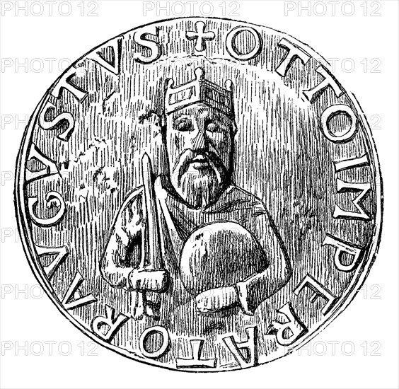 Otto I (HRR), the Great, German King (936-973) and Roman-German Emperor (since 962). Emperor's seal of Otto the Great,   1899