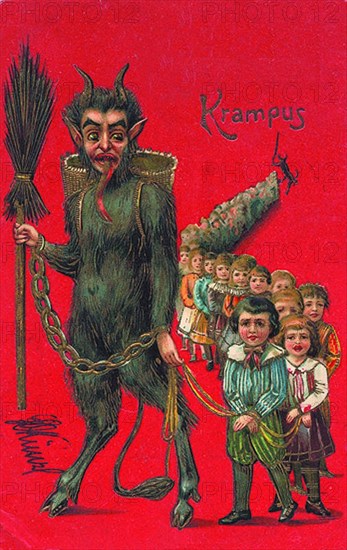 krampus vintage illustration