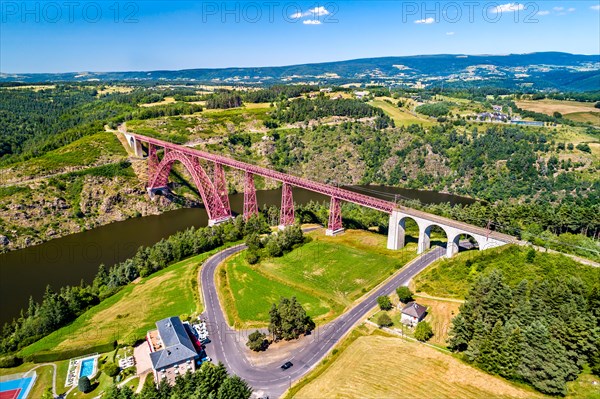 Garabit Viaduct, a railway arch bridge constructed by Gustave Eiffel. Cantal, France