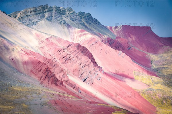 Colourful rock formations in the mineral-rich mountains of Red Valley. Cordillera Vilcanota, Cusco, Peru