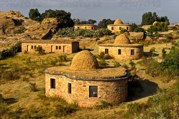 Stone bungalows at the Gheralta Lodge, Hawzien, Tigray region, Ethiopia