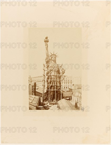 Statue of Liberty by Bartholdi, rue de Chazelles, workshop refiner Gayet-Gauthier in 1884. Statue de la Liberté par Bartholdi, rue de Chazelles, atelier du fondeur Gayet-Gauthier. Photographie de Albert Fernique (1841-1898). Papier albuminé. Paris (XVIIème arr.), 1884. Paris, musée Carnavalet.