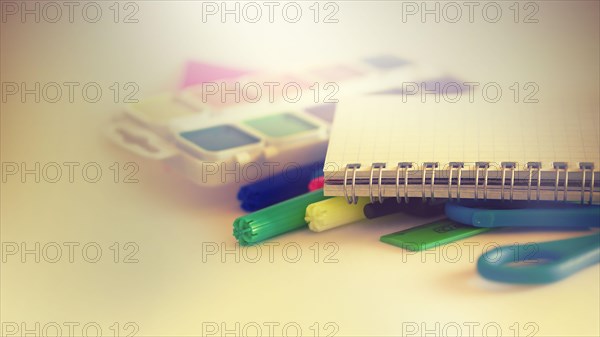 School supplies on light background