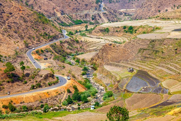 Beautiful view of terrace rice field in Bhutan