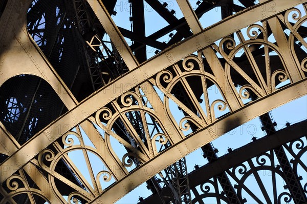 Eiffel Tower detail in Paris, France