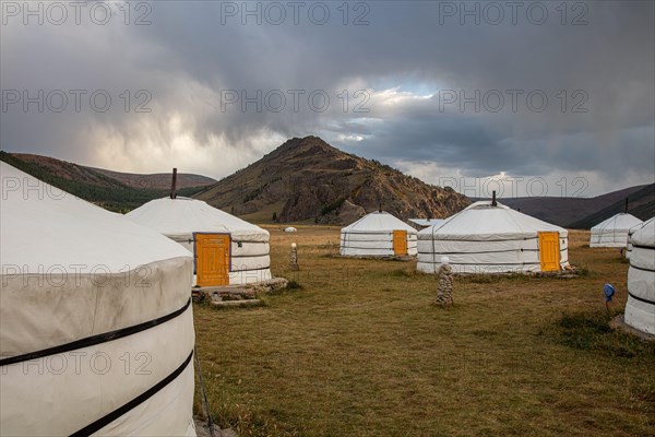 The beautiful landscape of Mongolia.  central Mongolia near Karakorum the old capital city of Dschingis Khan or Genghis Khan. The Khangai Mountains on