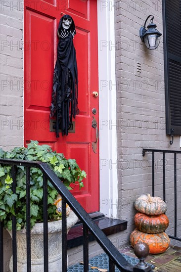 Halloween Decorations, Old Town, Alexandria, Virginia, USA.