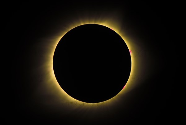 2018 Total Solar Eclipse with sun flares viewed