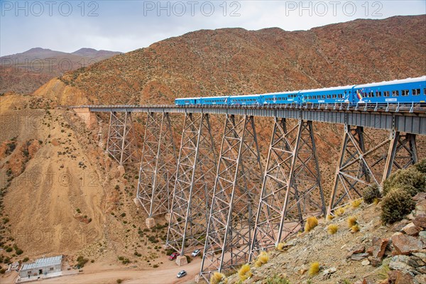 Argentina,  Salta province - Tourist attraction 'Tren a las Nubes' or train into the clouds.It stops  at the bridge La Polvorilla and locals try to se