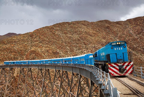 Argentina,  Salta province - Tourist attraction 'Tren a las Nubes' or train into the clouds.It stops  at the bridge La Polvorilla and locals try to se