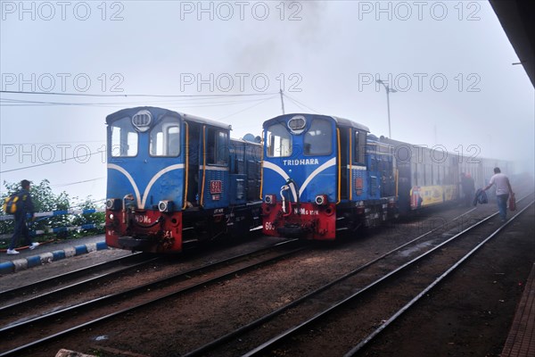 Darjeeling, West Bengal, India - 22 June 2022, Darjeeling Himalayan Railway at Station, Darjeeling Himalayan railway is a UNESCO world heritage site,