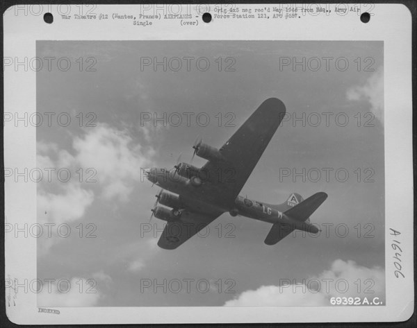 A Boeing B-17 "Flying Fortress" Of The 91St Bomb Group Wings Its Way Towards The Target - An Enemy Installation At Nantes, France On 16 Sept. 1943.