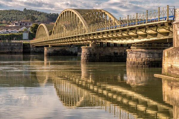 Rotary or Iron Bridge is located on the River Ason, Among Colindres and Treto, Spain, Europe