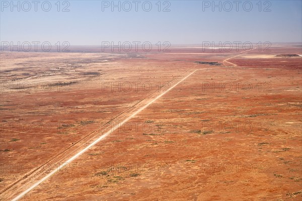 Oodnadatta Track and Old Ghan Train Line near William Creek Outback South Australia Australia aerial