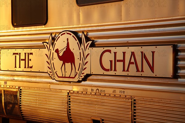 Last light on Ghan Train Sign, Katherine, Northern Territory, Australia