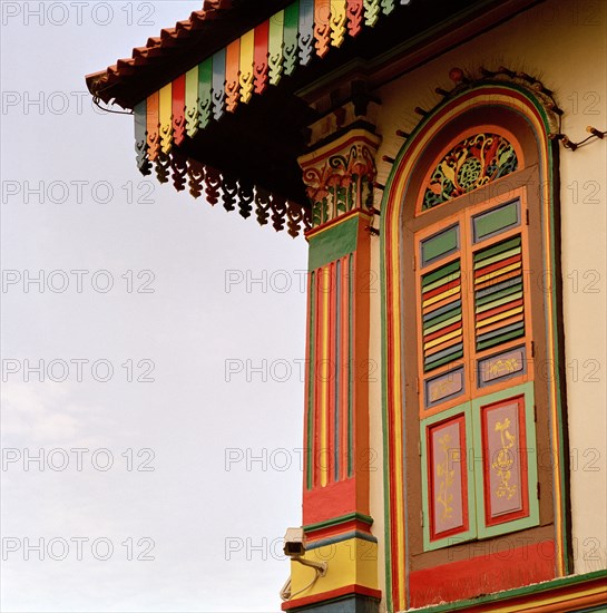 Vivid colour decorative house in Tan Teng Niah Little India in Singapore in Far East Southeast Asia. Color Colourful Colorful Housing Culture Indian