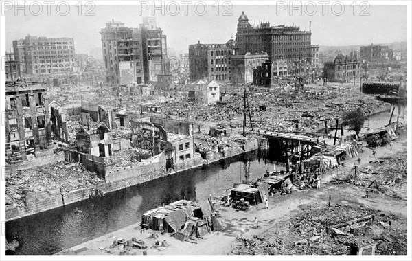 1923 Business section of Tokyo after Earthquake  Great Kanto earthquake 142,800 killed Japan