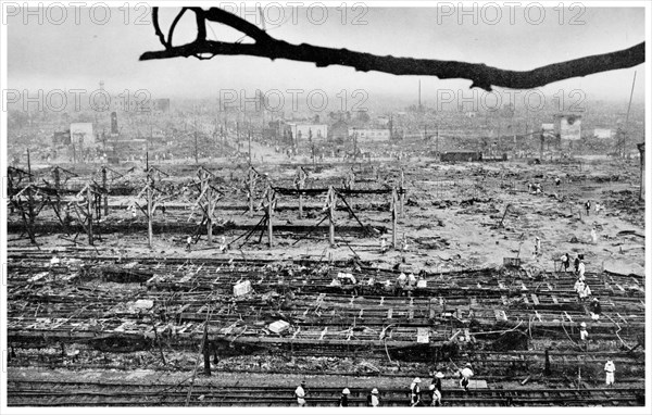 1923 Yokohama after Earthquake where Tokyo Railway Station lies in ruins