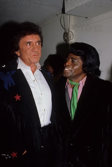 JOHNNY CASH with James Brown.(Credit Image: © Judie Burstein/Globe Photos/ZUMAPRESS.com)