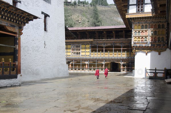 Inside view of Rinpung Dzong, Drukpa Kagyu Buddhist monastery, Paro, Bhutan