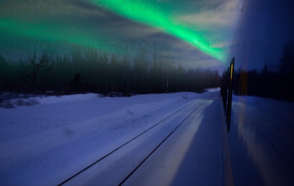 USA, United States, America, Alaska, Alaska Railroad, train, night, speed, winter, aurora, aurora express, winter,