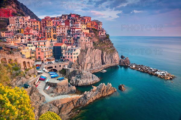 Manarola. Image of Manarola ,Cinque Terre, Italy, during sunset.