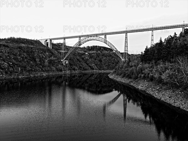 Viaduc de Garabit built by Gustave Eiffel in 1884 crossing the gorge of the River Truyere in the Massif Central region, France