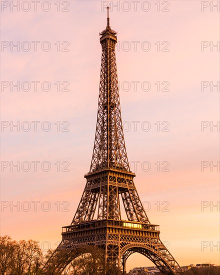 The Eiffel Tower at Sunset with space on the right for copy space