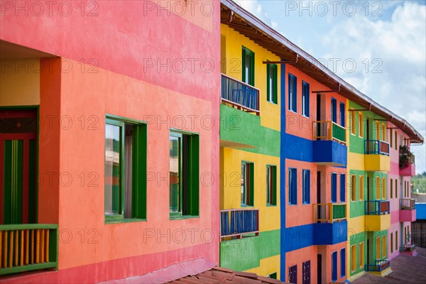 Houses and buildings in Guatape are beautifully decorated