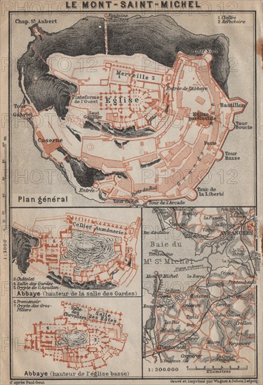 MONT-SAINT-MICHEL. Abbaye Abbey & environs plan. Manche carte, 1909 old map
