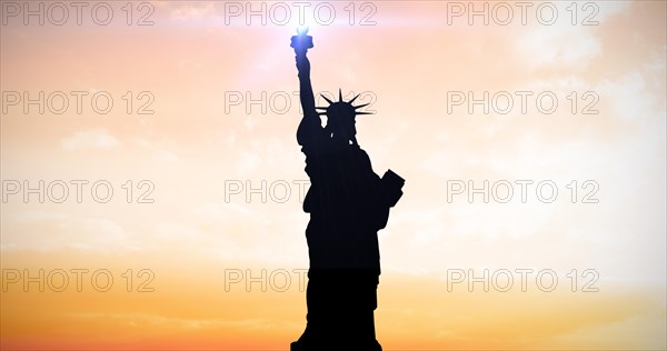 Composite image of focus on liberty statue