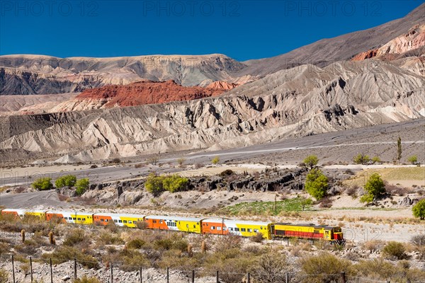 Train to the clouds (tren a las nubes) traveling trough the Altiplano, Salta Province, Argentina