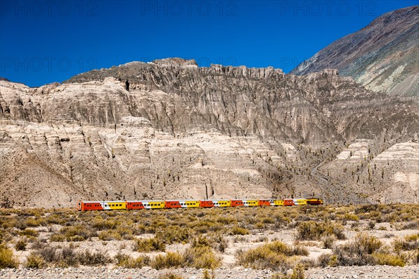 Train to the clouds (tren a las nubes) traveling trough the Altiplano, Salta Province, Argentina