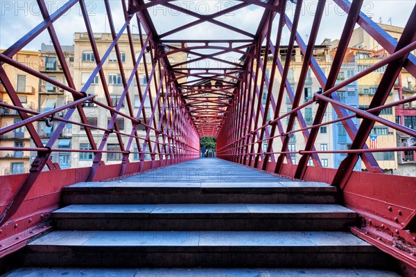 Eiffel Bridge in city of Girona, in Catalonia, Spain